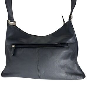 Aurielle Navy Blue Leather Hobo Bag Shoulder Purse Minimalist Y2K Quiet Luxury